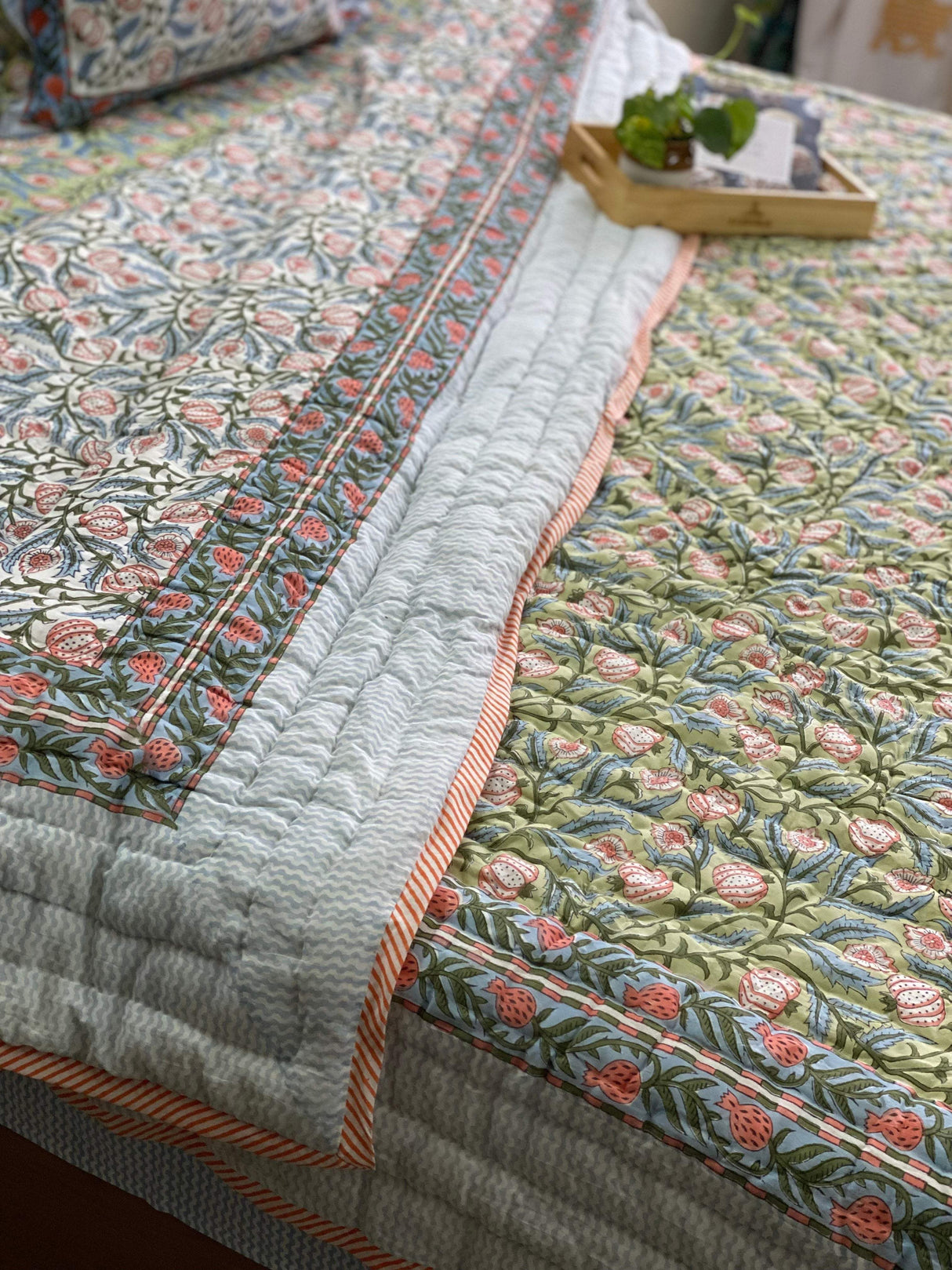 HandBlock Printed Mulmul Reversible Quilt