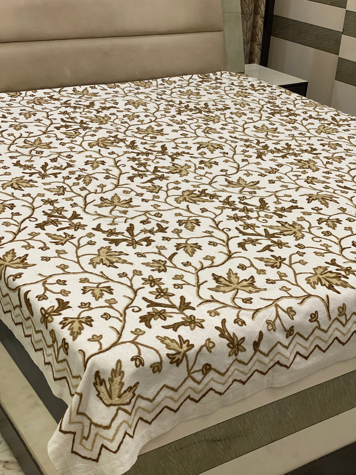 Kashmiri Embroidery Cotton Bedcover