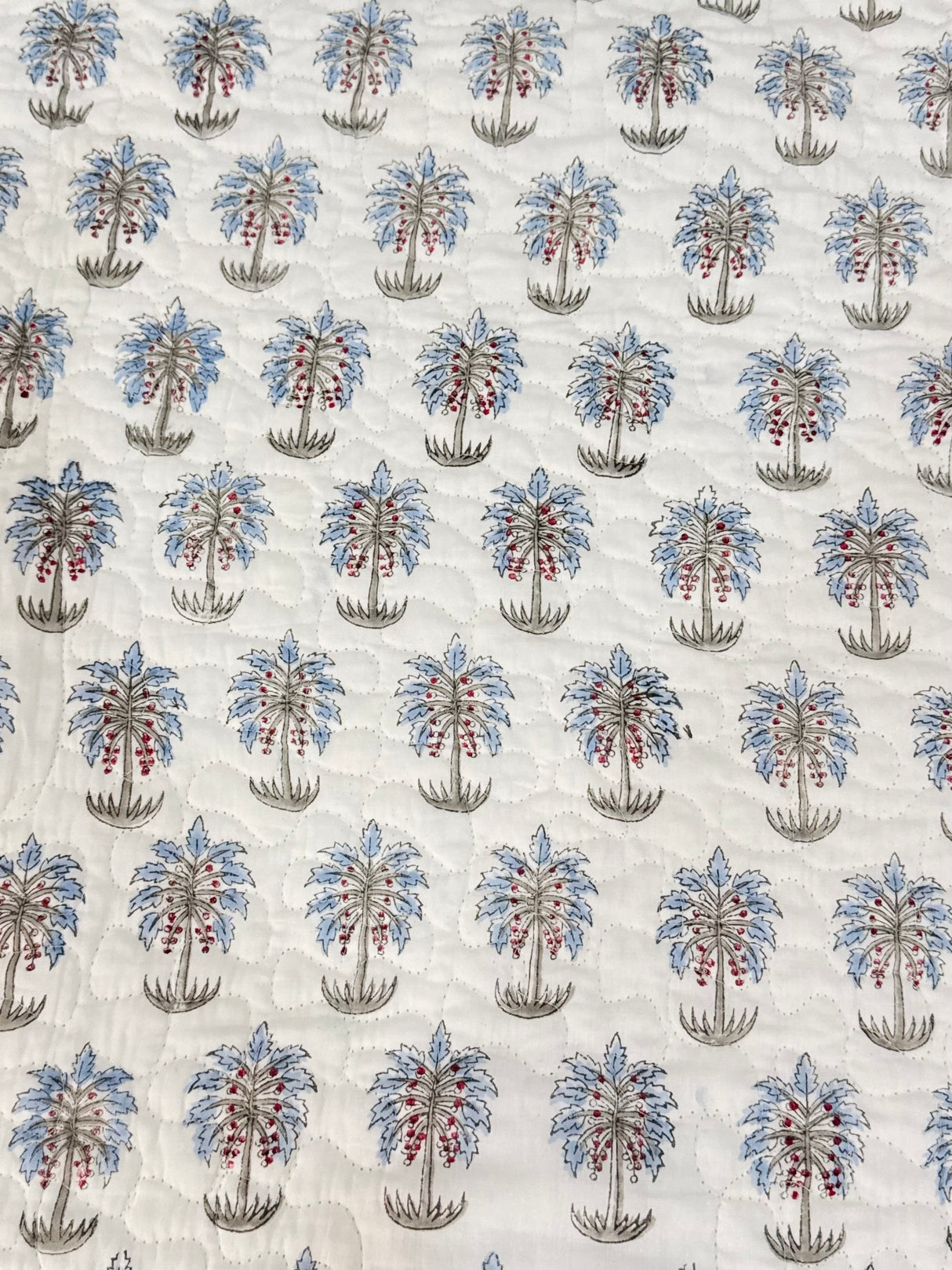 Double Size Quilted Blockprint REVERSIBLE Mulmul Bedcover (90*108 inches)