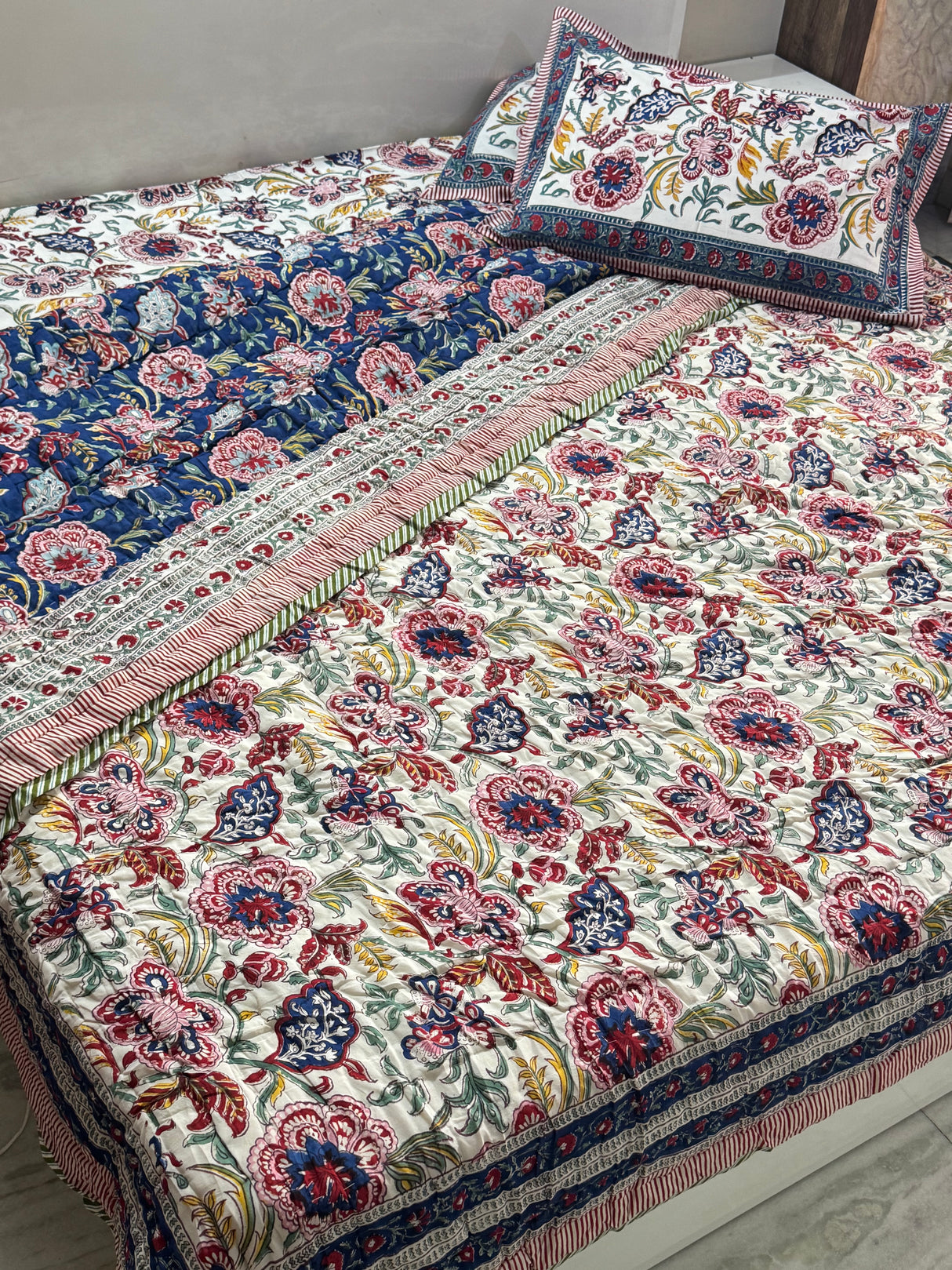 Blockprint Bedsheet & Quilt Set