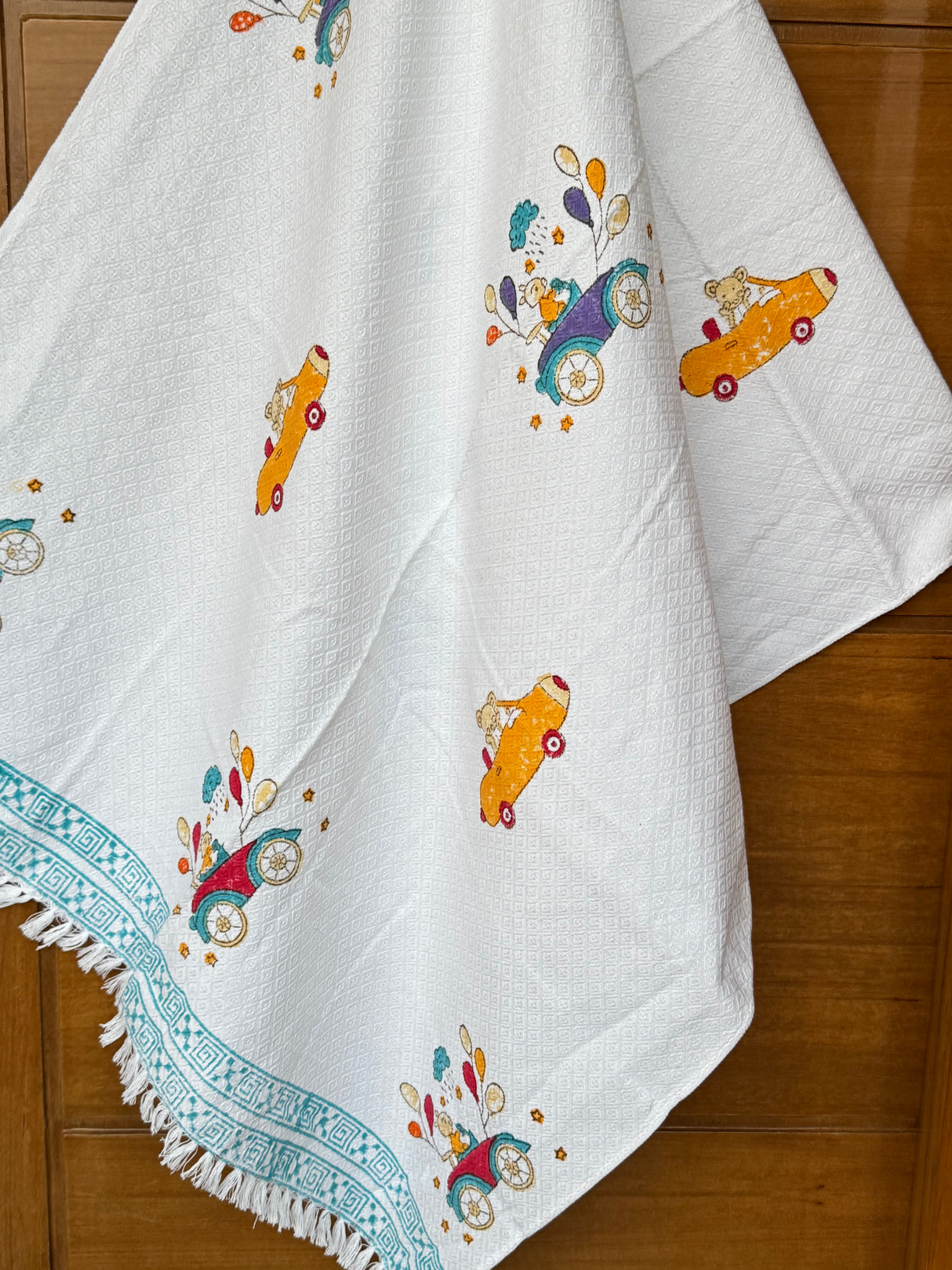 Cars Joyride Blockprint Kids Towel – Cotton Jacquard Weave