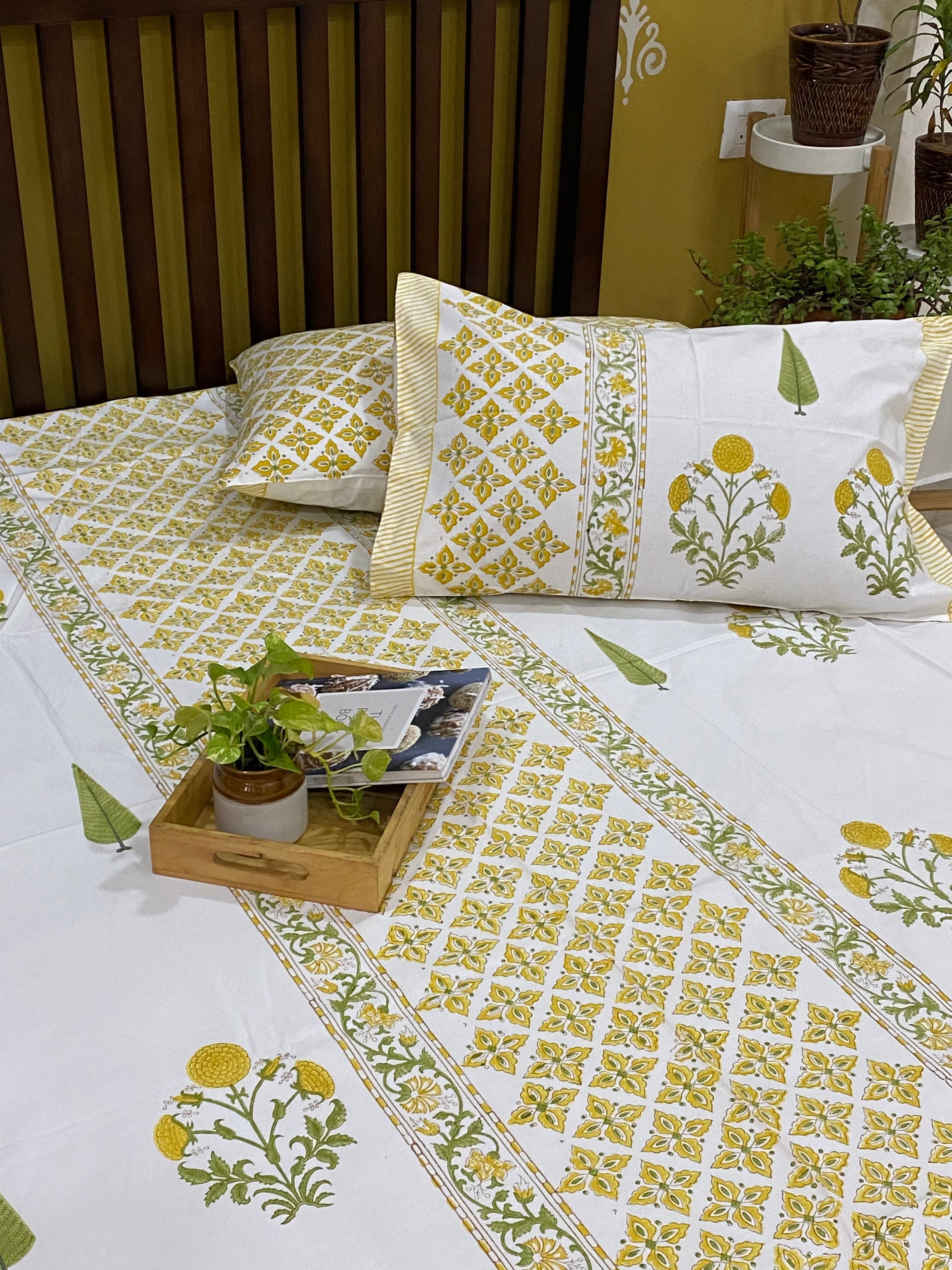 Blockprint Cotton Bedsheet -King Size (108*108 inches)