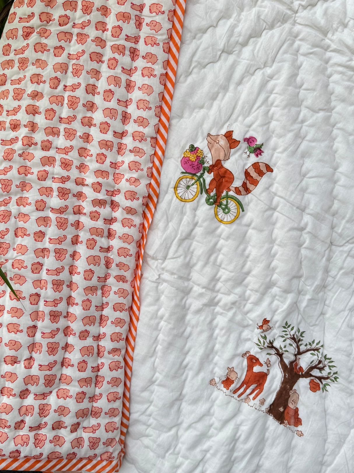 Fox Elephant Kids Quilt Blockprint