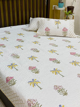 Quilted Blockprint Mulmul Bedcover