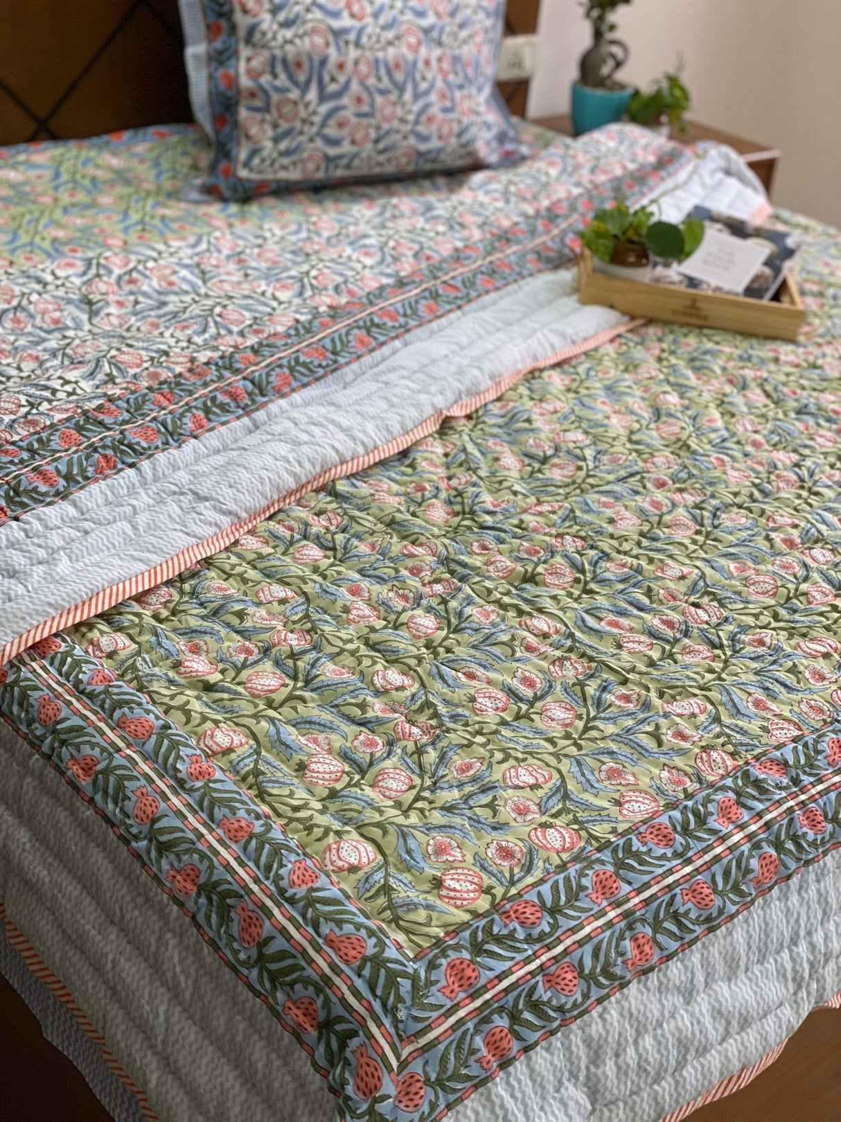 HandBlock Printed Mulmul Reversible Quilt