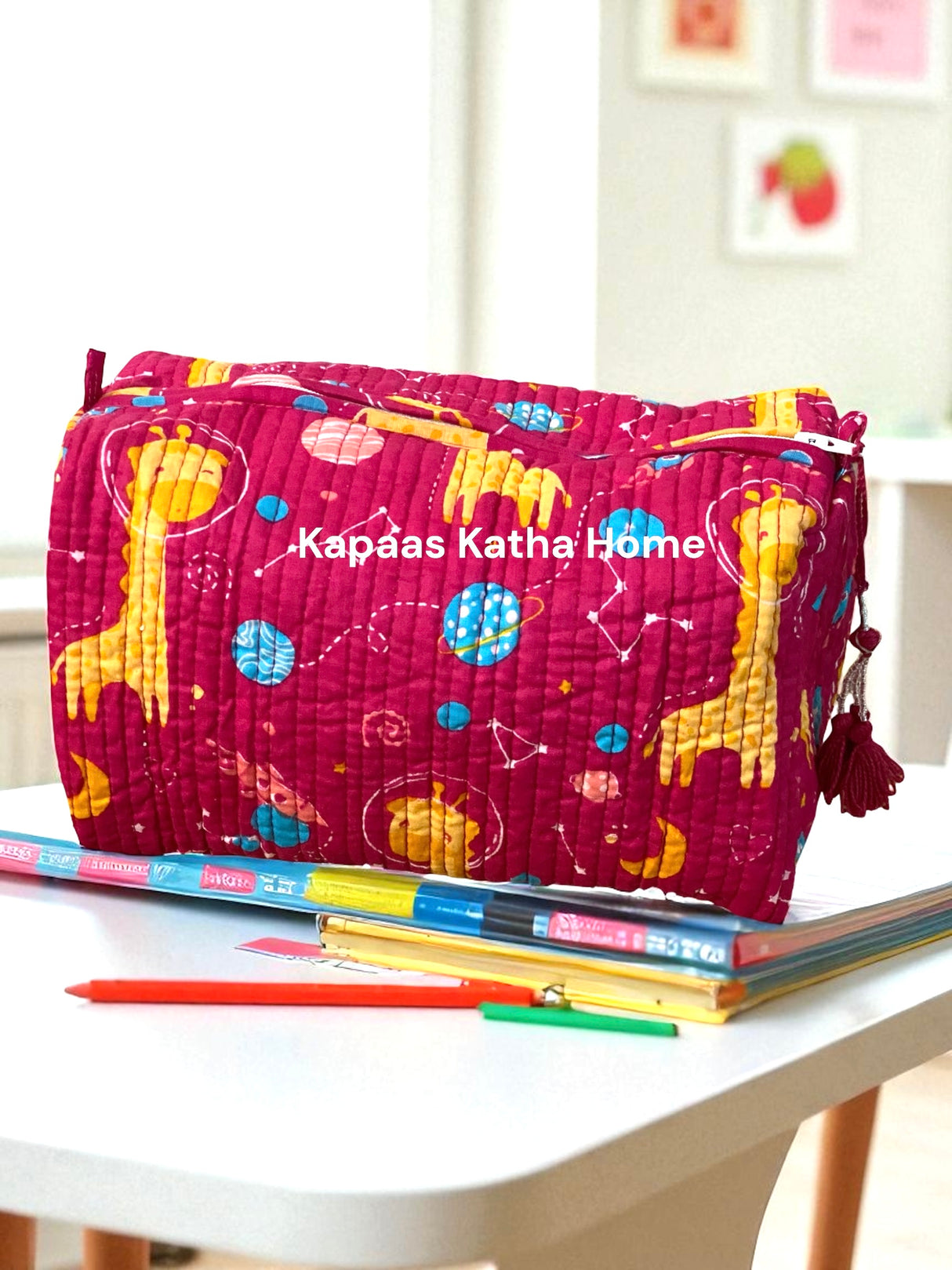 Pink Giraffe LARGE Pouch