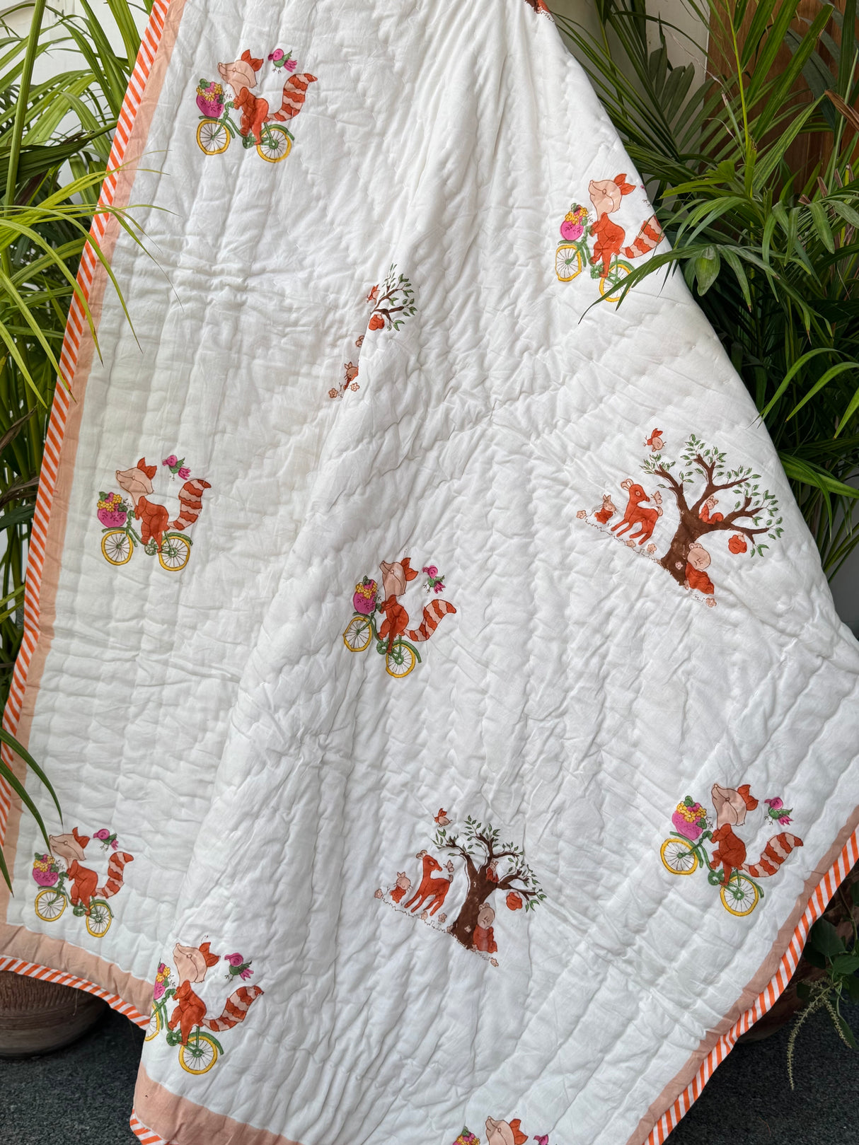 Fox Elephant Kids Quilt Blockprint