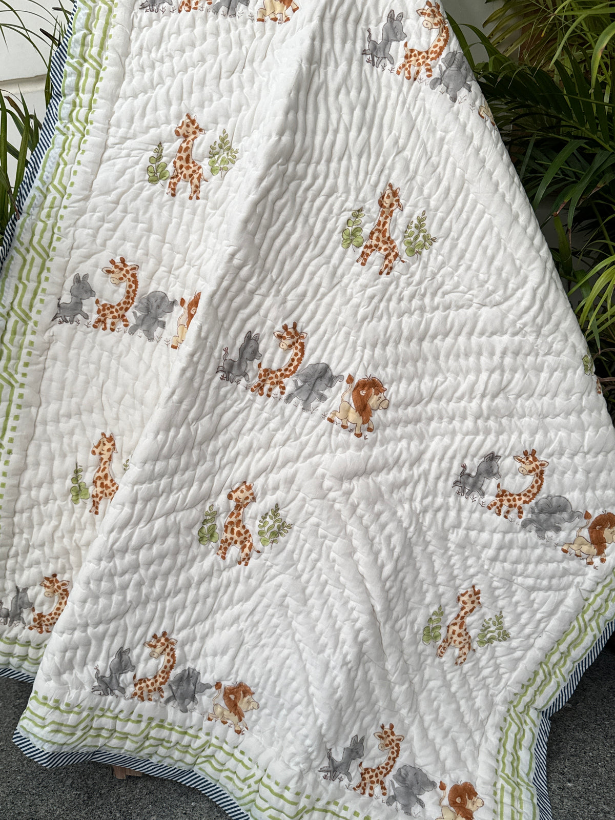 Giraffe and Gang Blockprint Kids Quilt