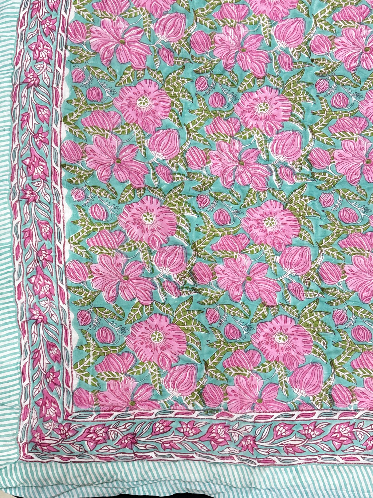 Blockprint Mulmul Reversible Quilt