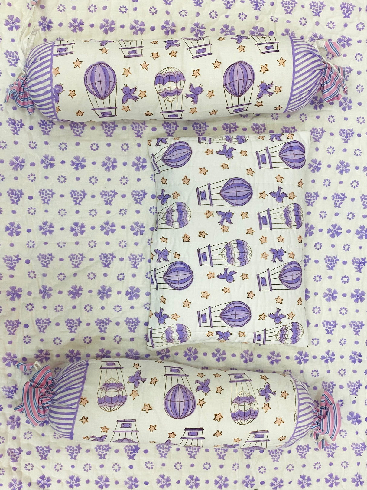 Hot Air Balloon- Baby Cot Bedding (quilt, pillow, bolsters)