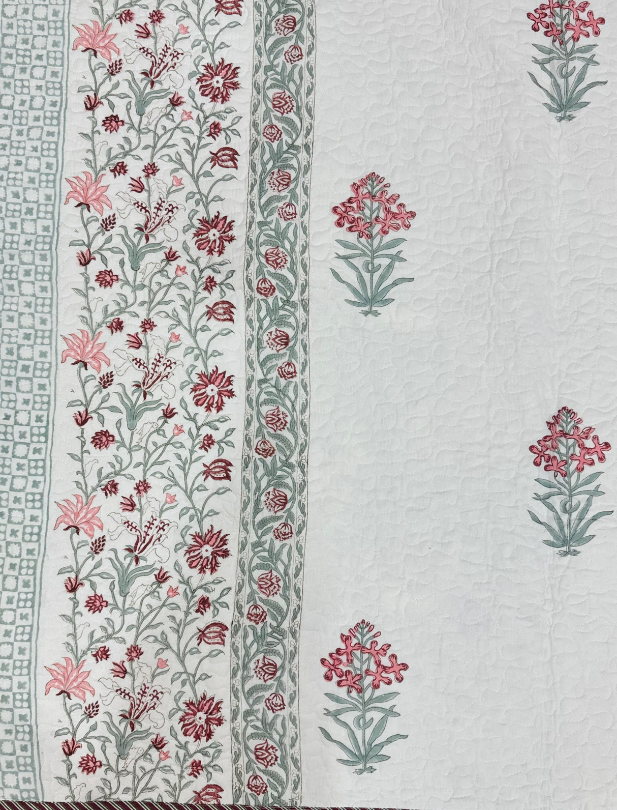 KING Size Quilted Blockprint REVERSIBLE Mulmul Bedcover (108*108 inches)