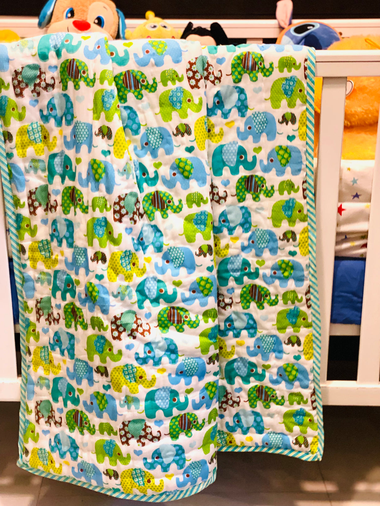 Elephant Blockprint Kids Quilt