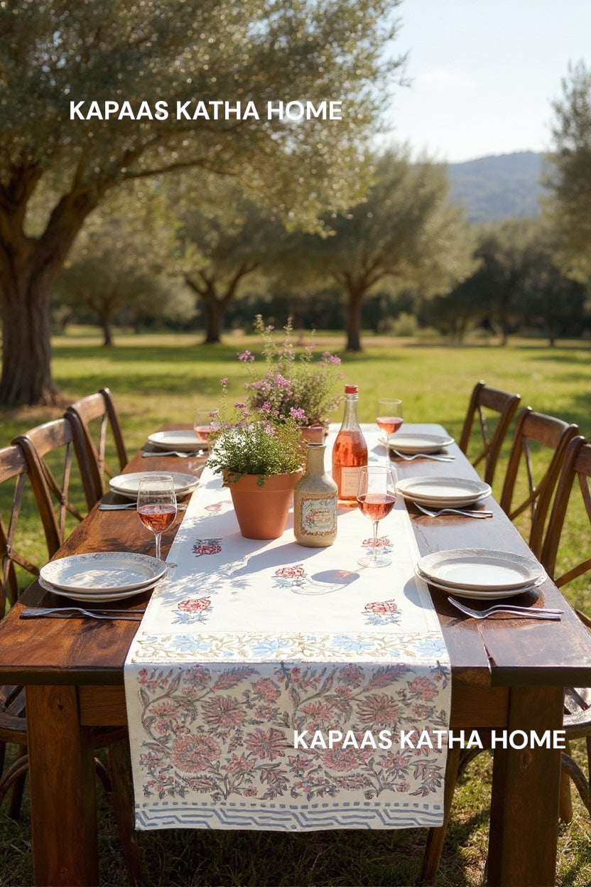 Blockprint Cotton Table Runner
