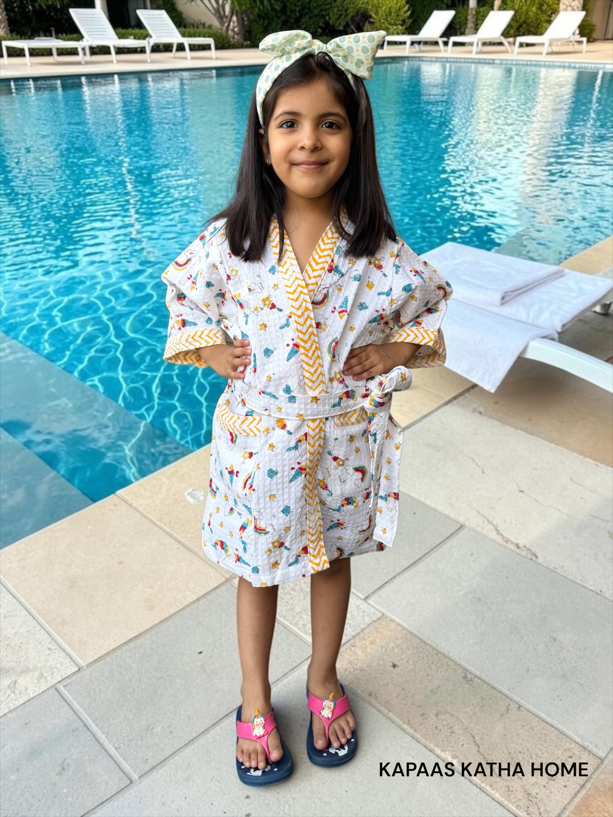 Cute Kids Cotton Waffle Bathrobe