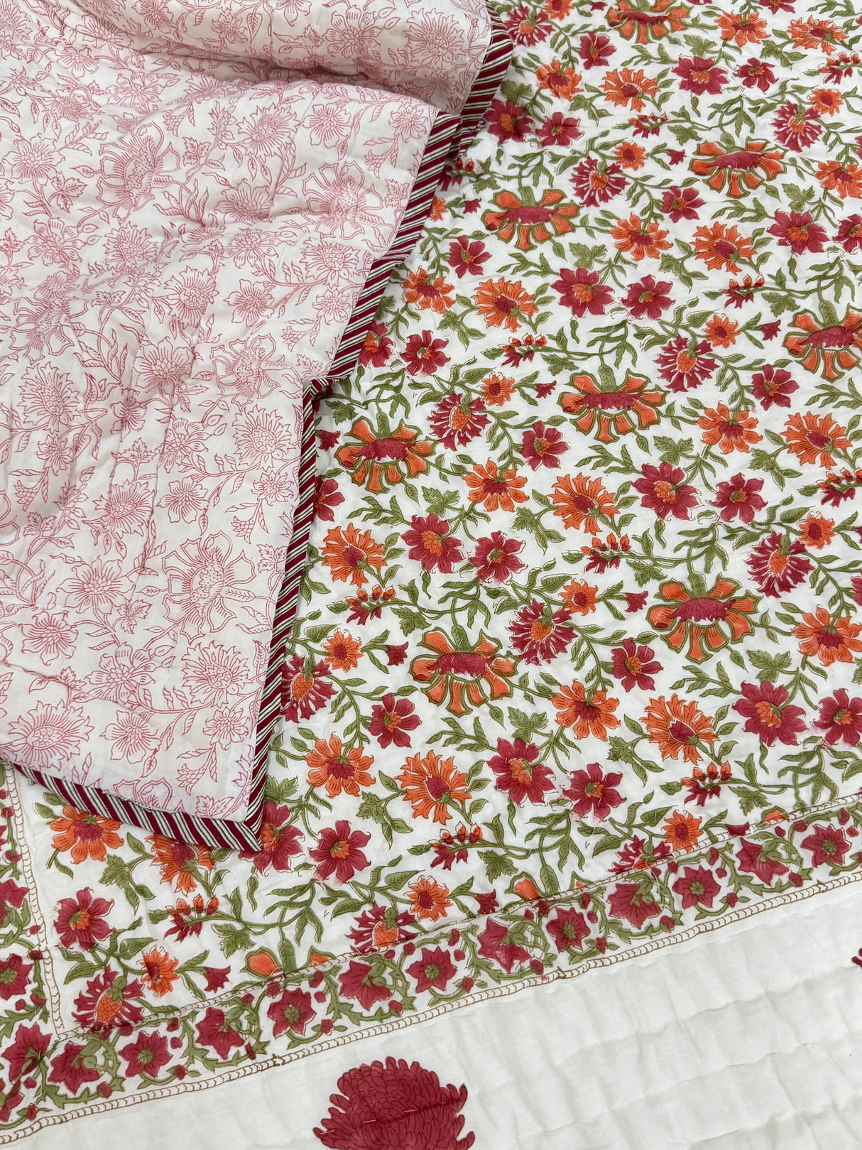 Blockprint Mulmul Reversible Quilt