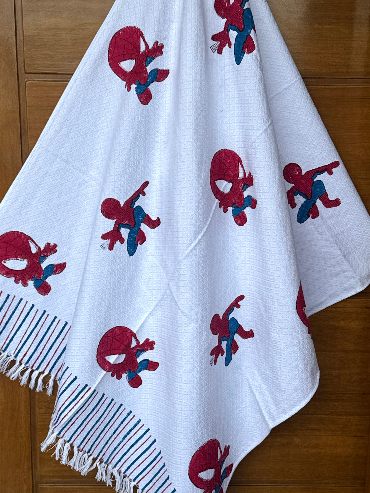 Spiderman Blockprint Kids Towel – Cotton Jacquard Weave