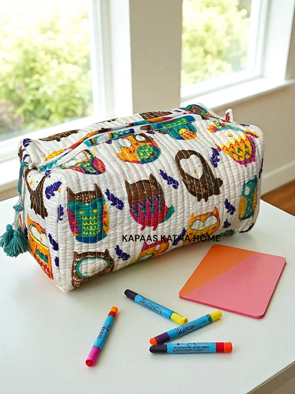 Vibrant Owls LARGE Pouch