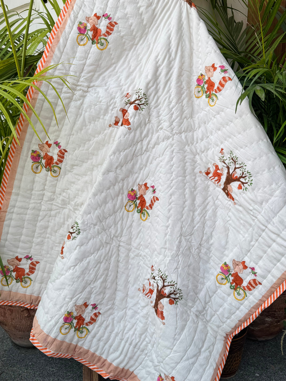 Fox Elephant Kids Quilt Blockprint