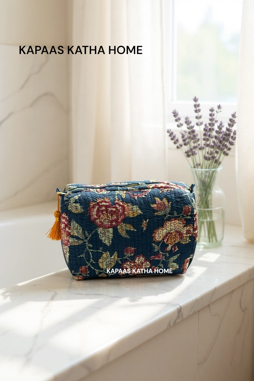 Blue Floral LARGE Pouch