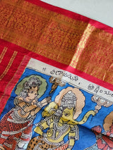 Indian Mythological Handloom Kanchi Pattu Kalamkari Dupatta