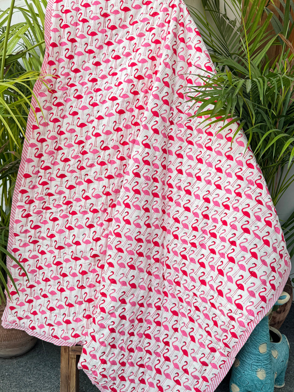 Pink Red Flamingo Kids Quilt
