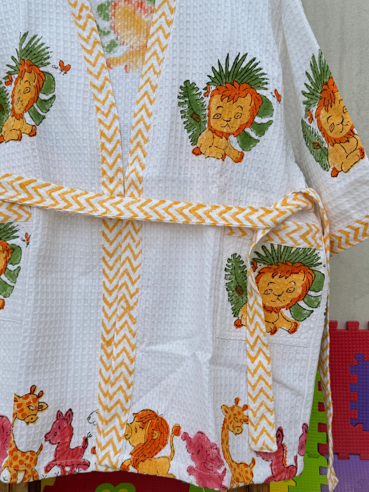 Jungle Friends- Kids Cotton Waffle Bathrobe
