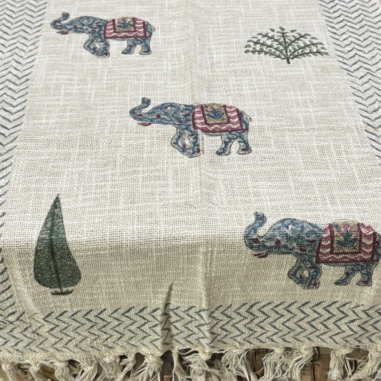 Blockprint Cotton Slub Table Runner