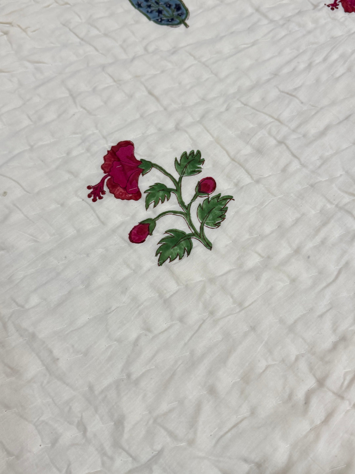 Blockprint Mulmul Reversible Quilt