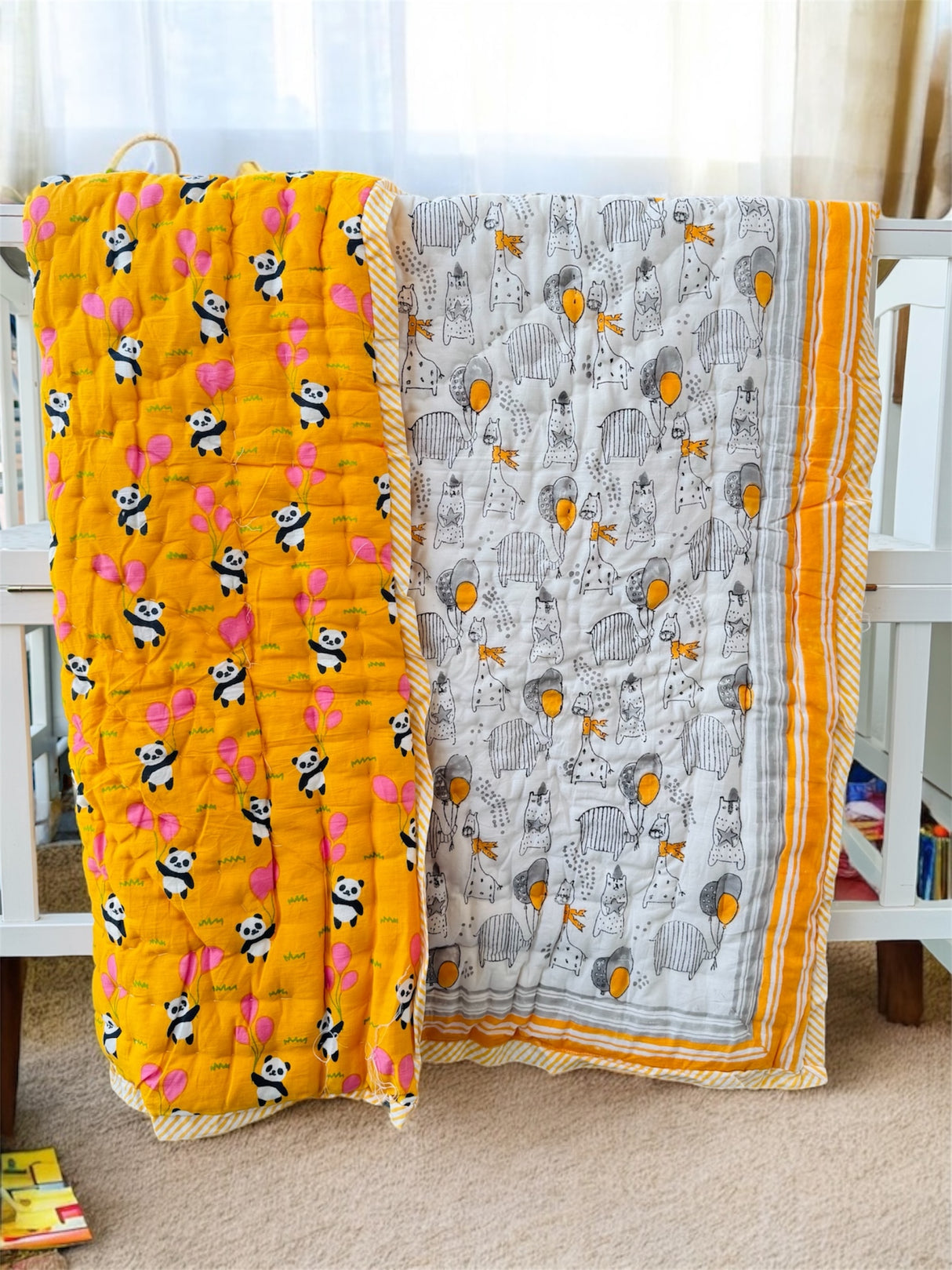 Minimal Animals Kids Quilt Blockprint