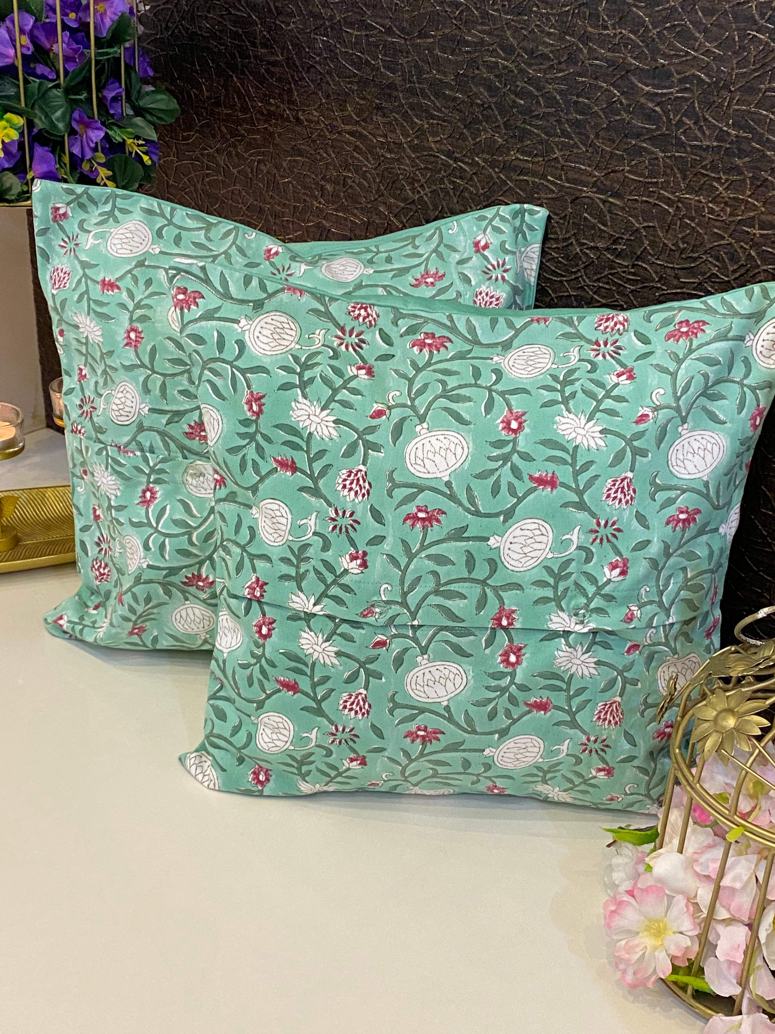Pair of Handblock Printed Cushion Covers- 16*16 inches (Copy)