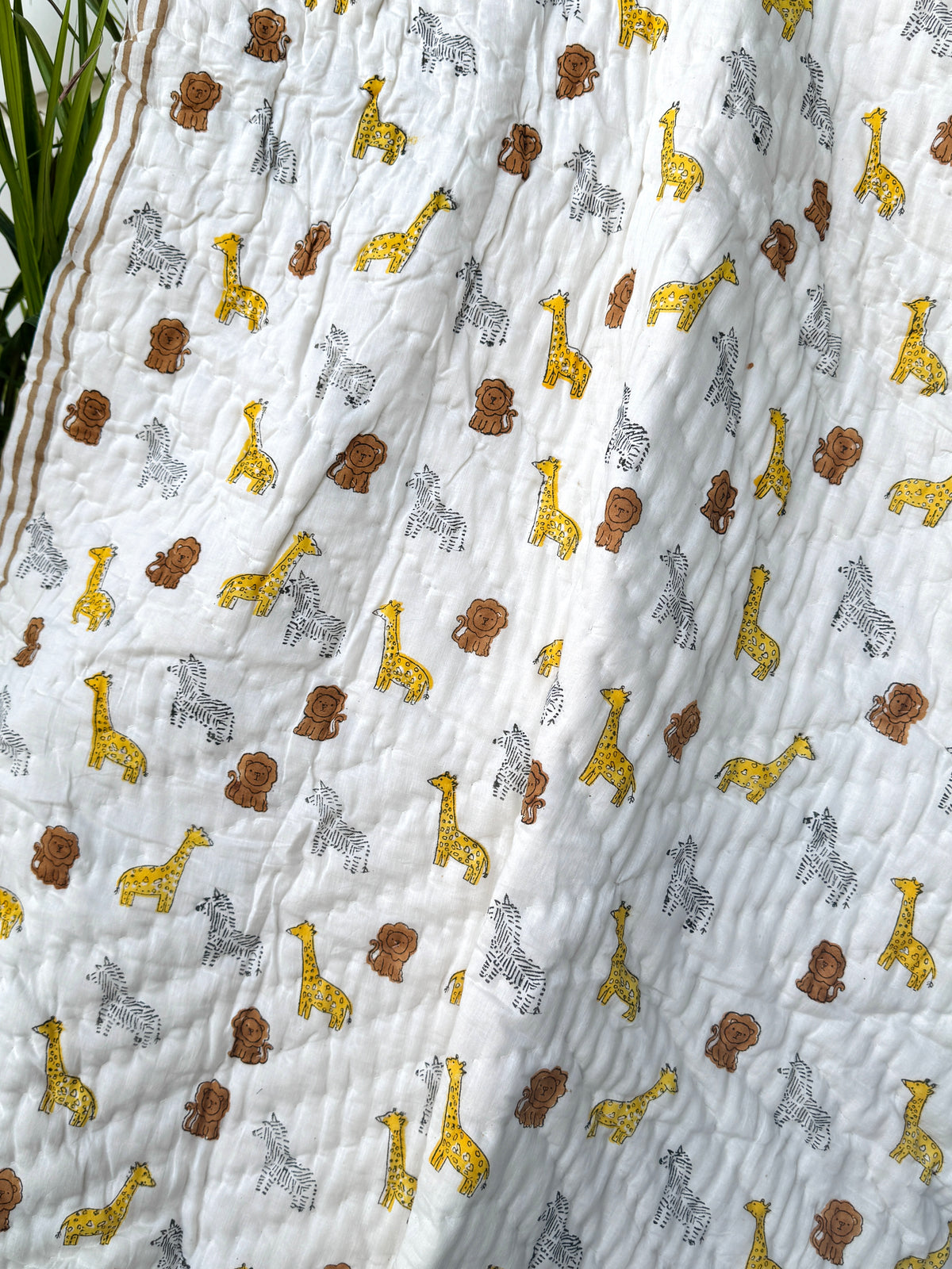 Yellow Giraffe & Lion – Layered Kids Quilt Blanket