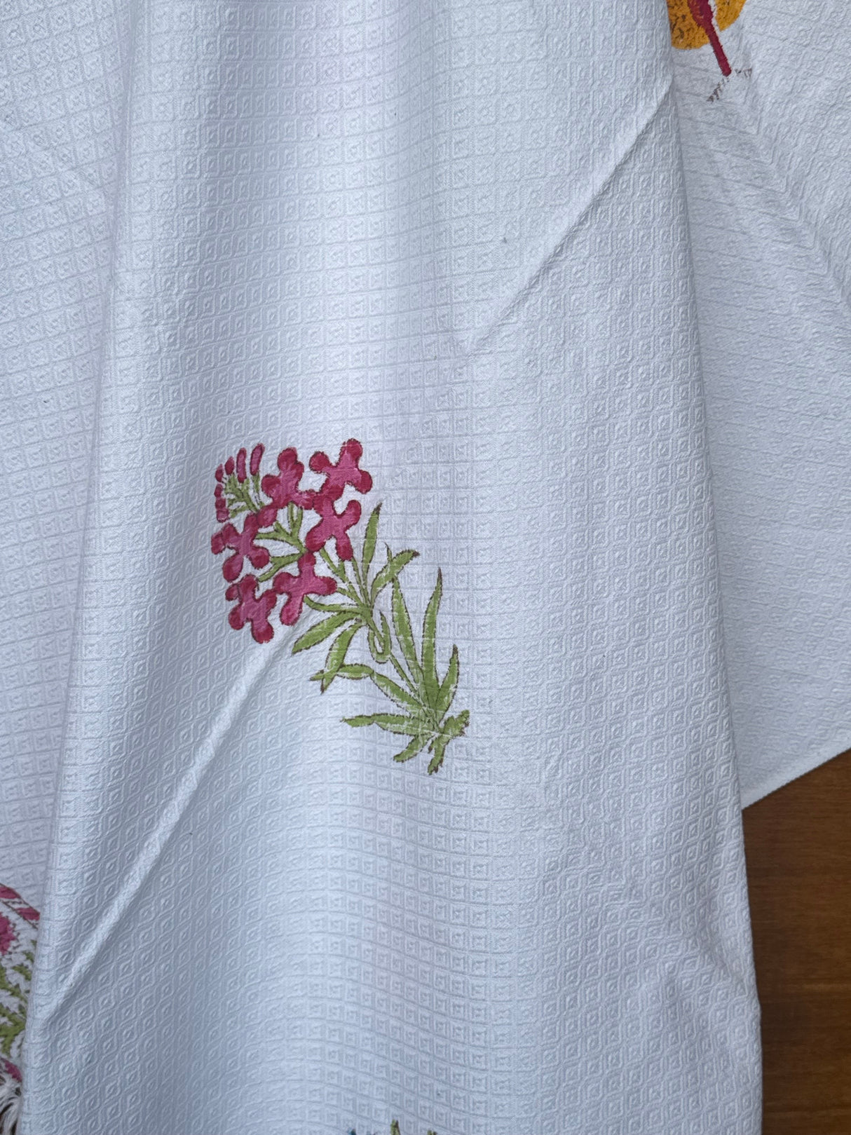 Pretty Floral Blockprint Soft Cotton Towel– Cotton Jacquard Weave