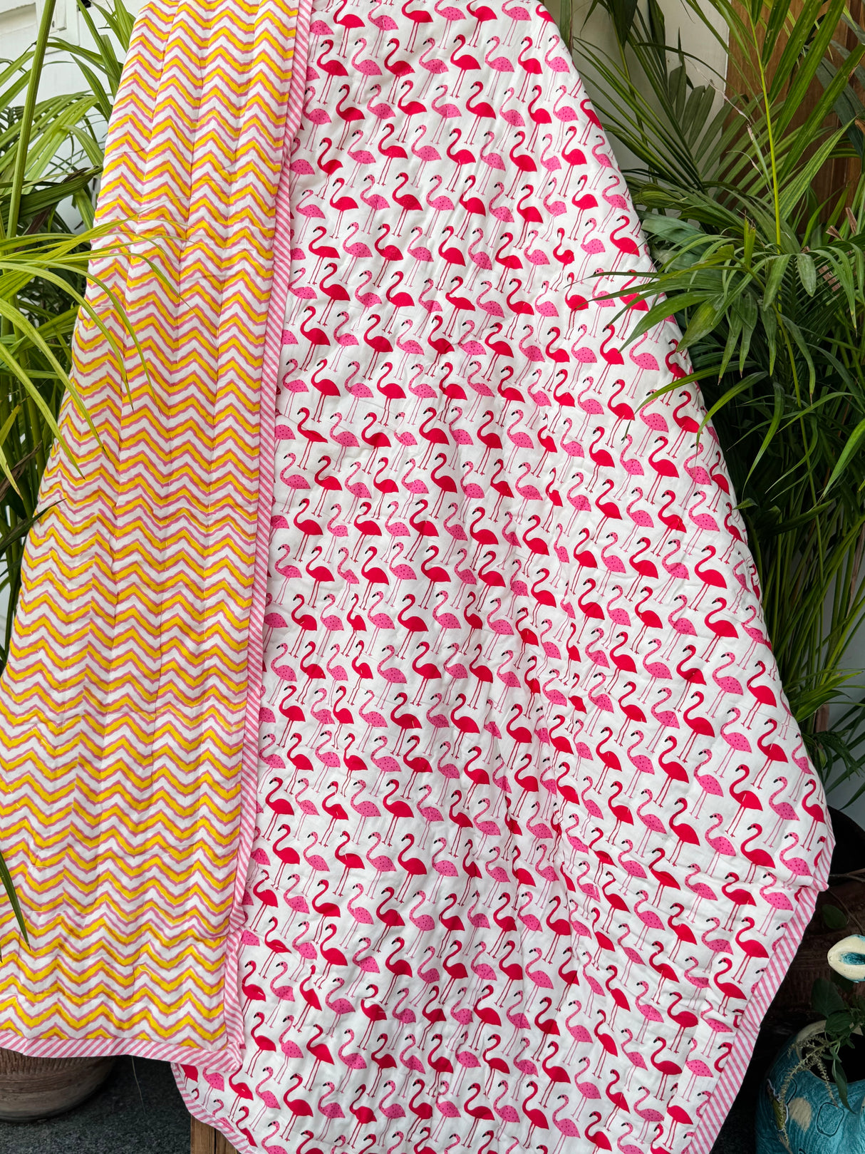 Pink Red Flamingo Kids Quilt