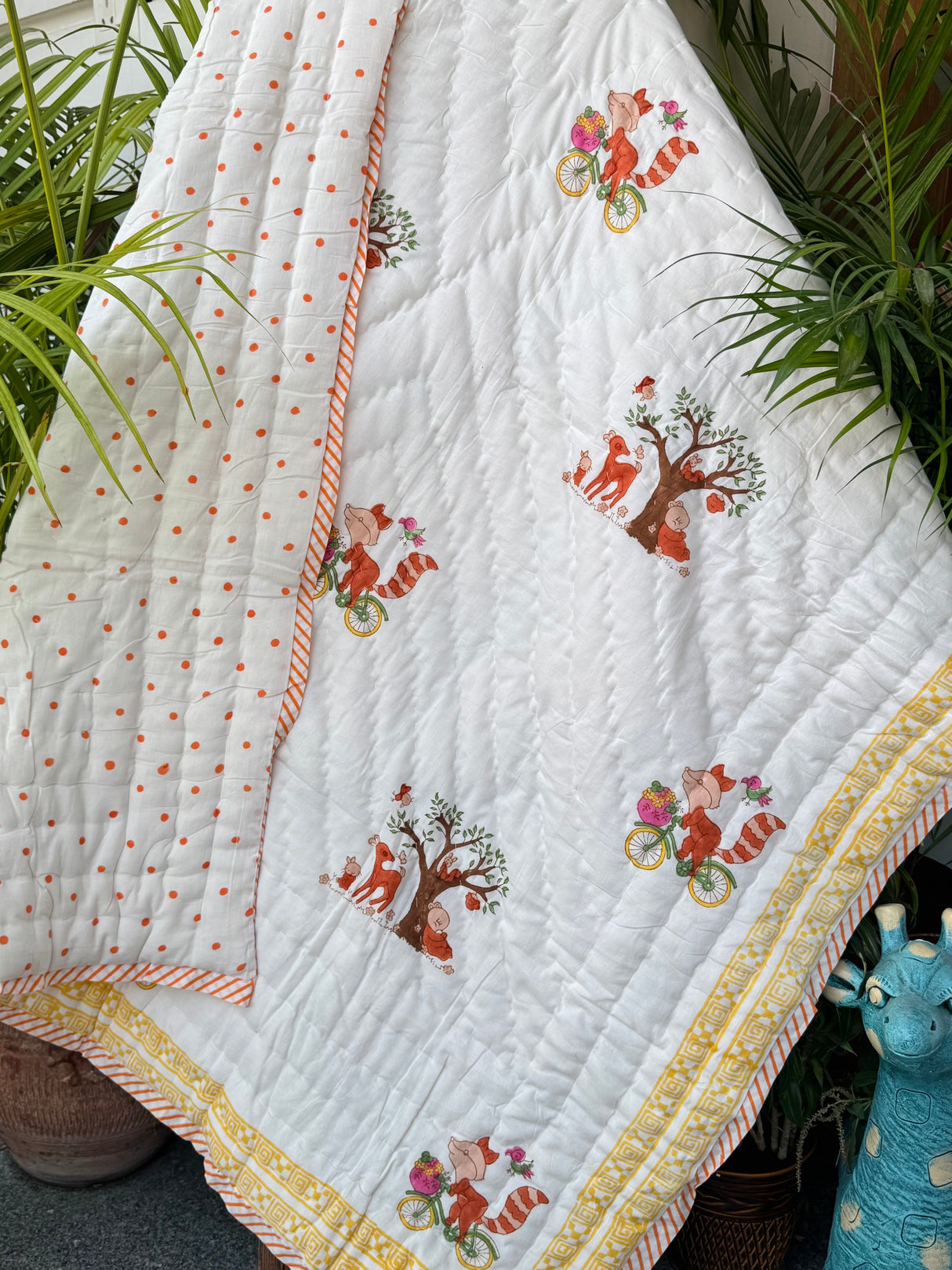 Dots and Fox Kids Quilt Blockprint