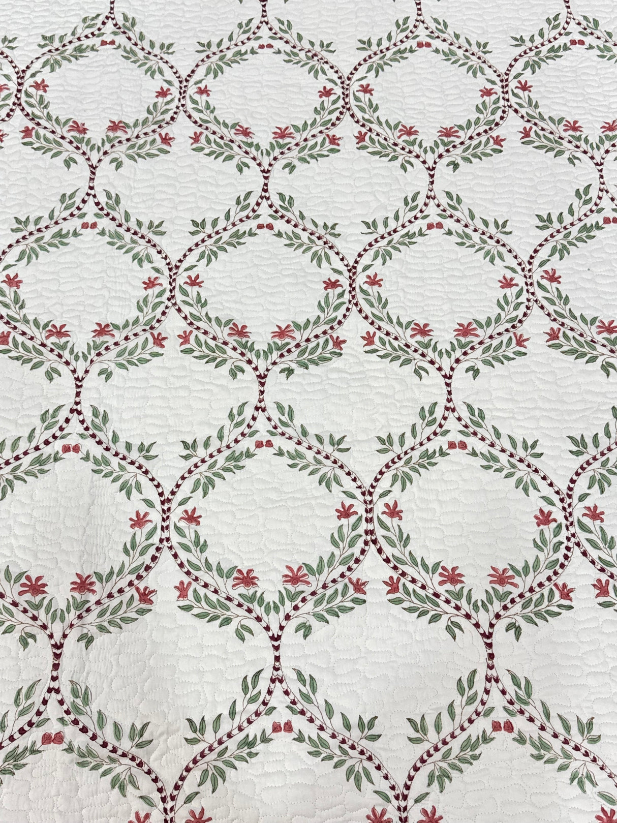 KING Size Quilted Blockprint REVERSIBLE Mulmul Bedcover (108*108 inches)