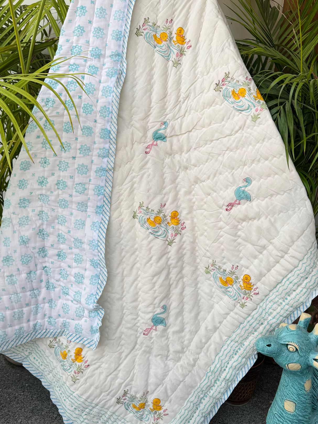 Ducks and Flamingo Kids Quilt