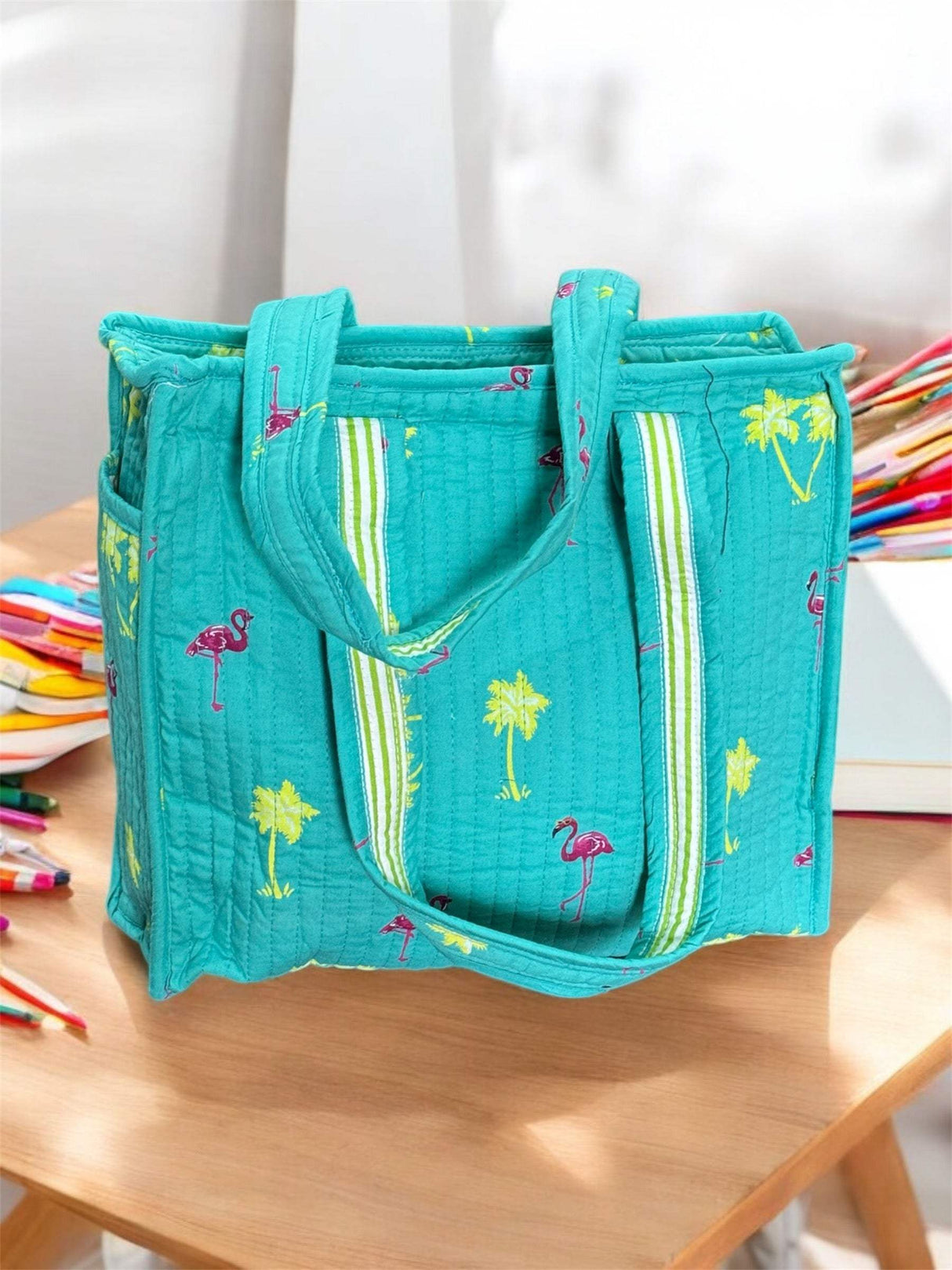 Flamingo Tote Bag (with Zip Closure)