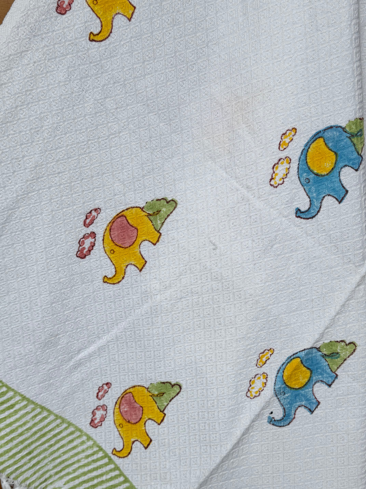 Vibrant Elephants Blockprint Kids Towel – Cotton Jacquard Weave