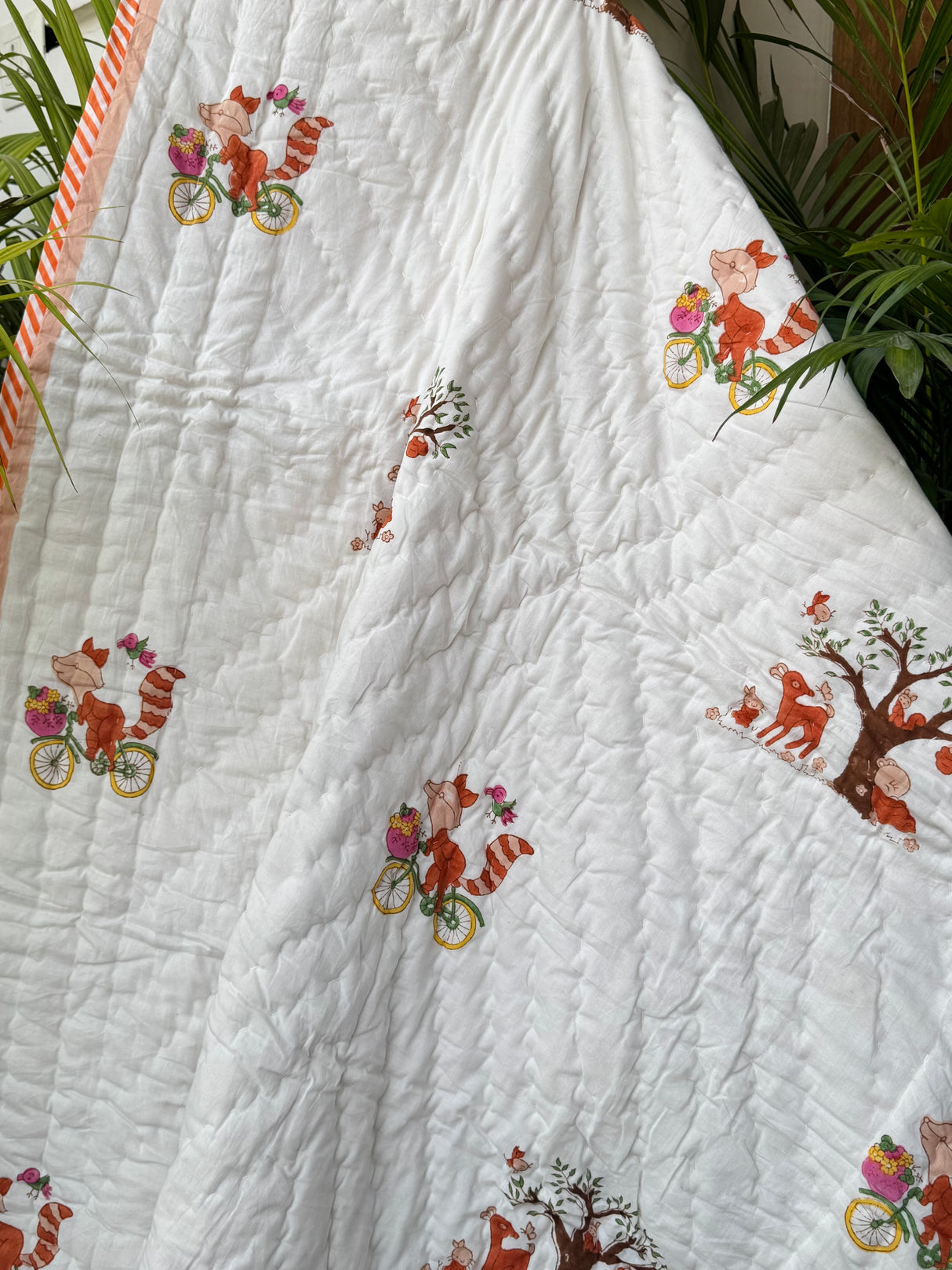 Fox Elephant Kids Quilt Blockprint