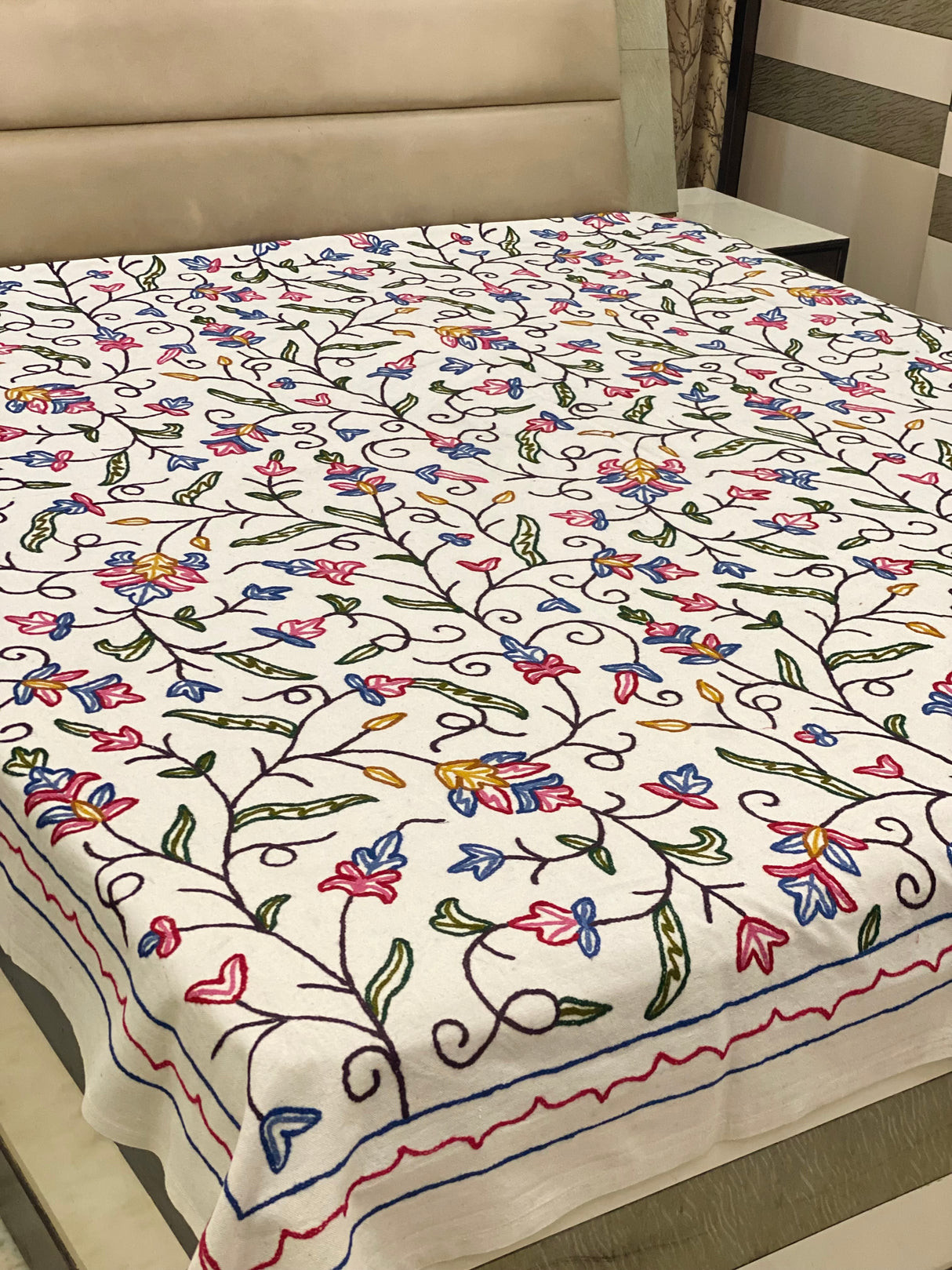 Kashmiri Embroidery Cotton Bedcover