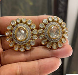 Handcrafted 92.5 Silver Moissanite Polki Earrings