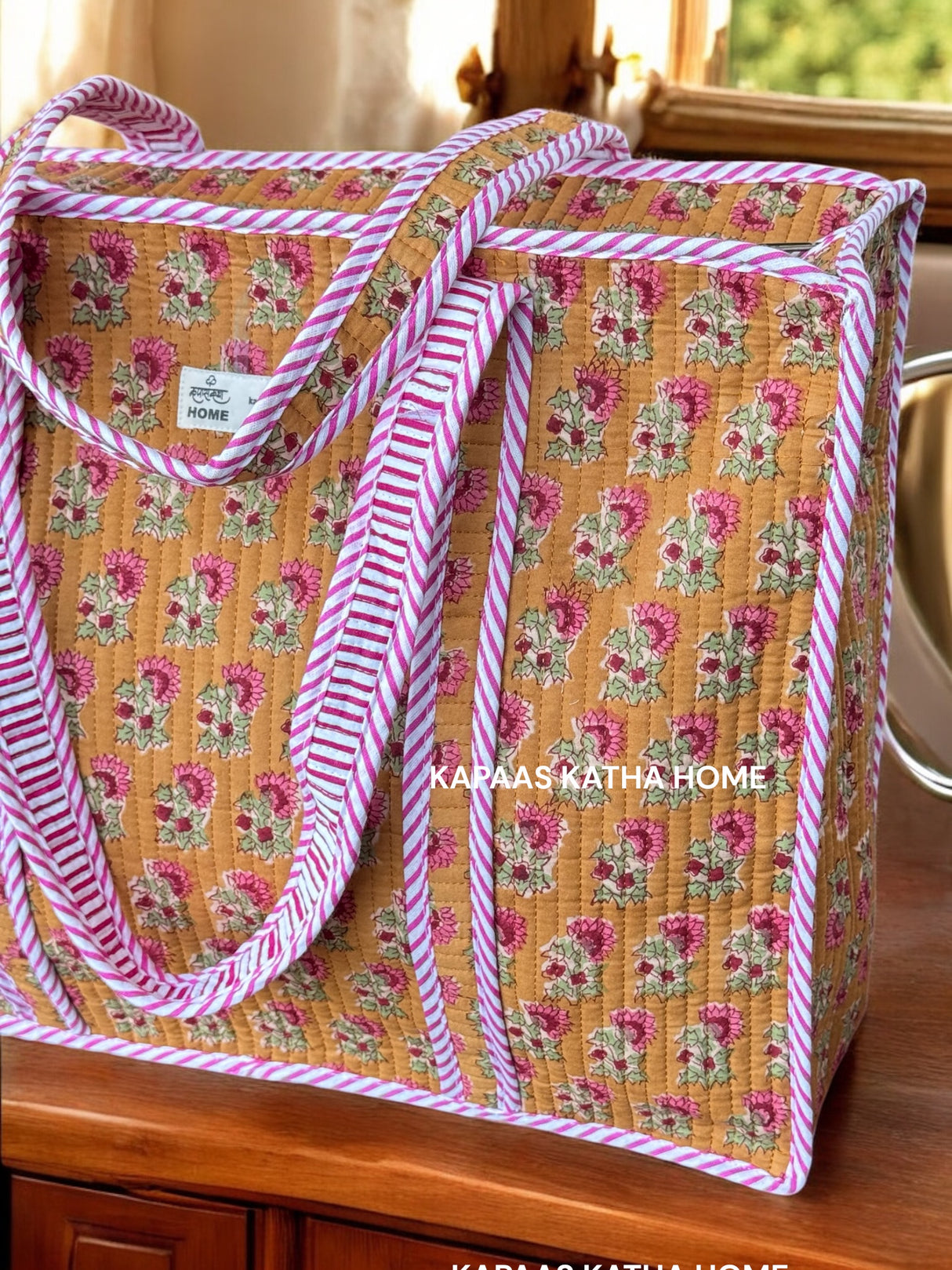Mustard Beauty Tote Bag (with Zip Closure)