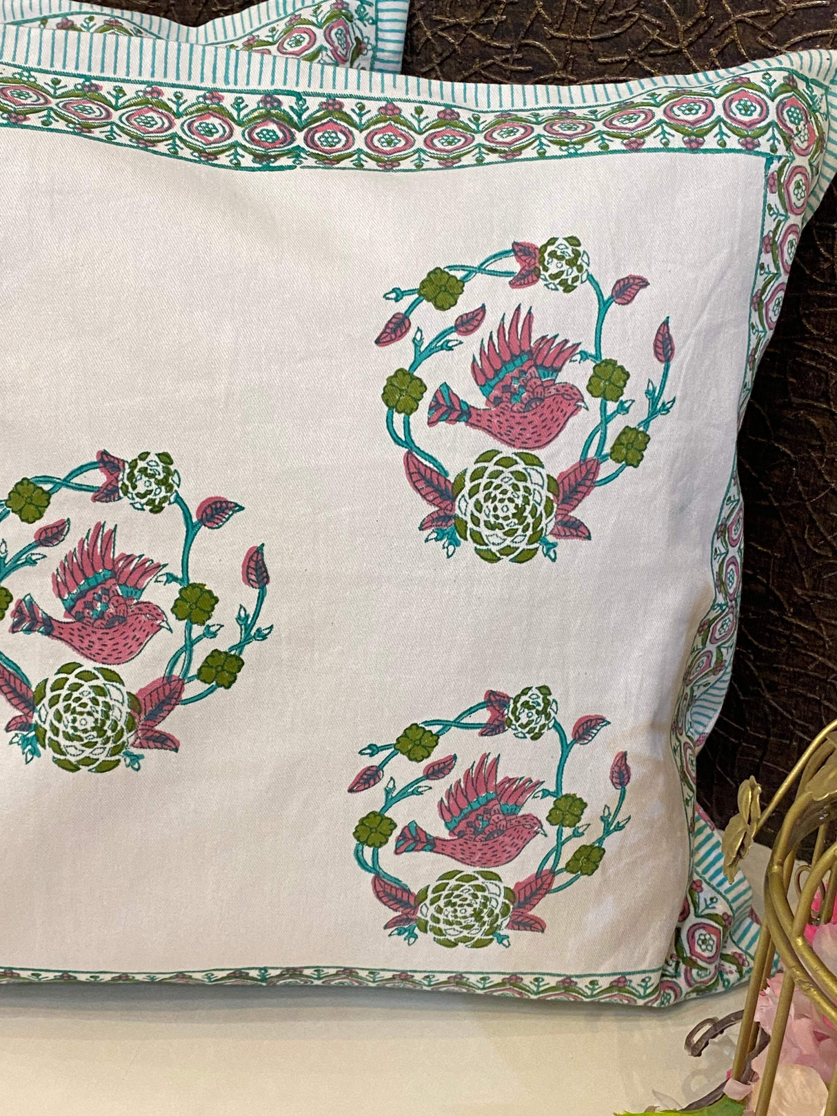 Pair of Handblock Printed Cushion Covers- 16*16 inches