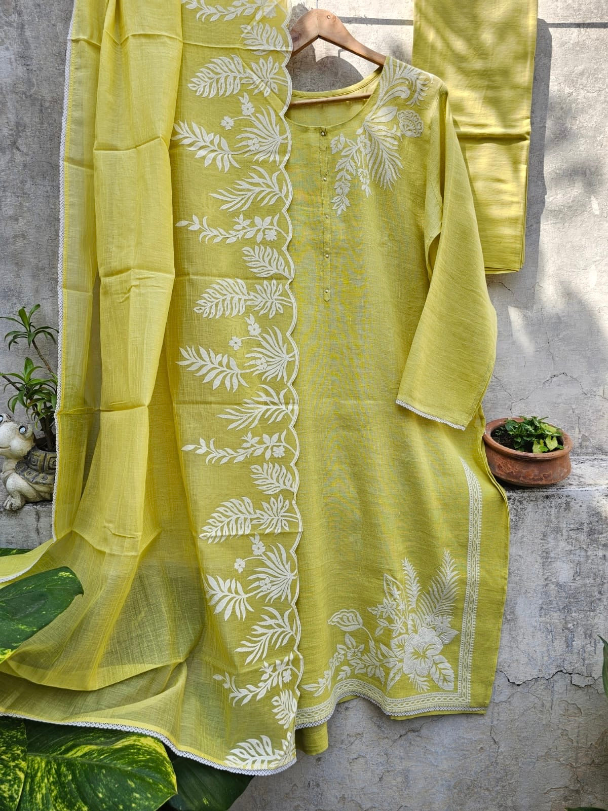 Green 3pc Embroidered Suit Set