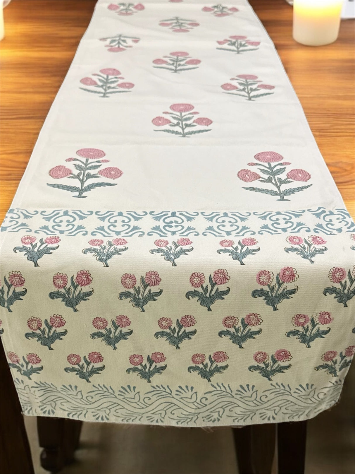 Blockprint Table Runner, Mat & Napkin Set- 6 Seater