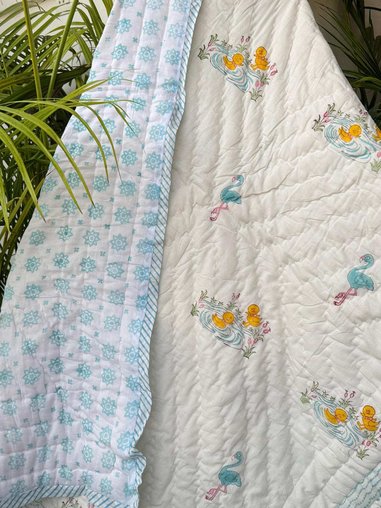 Ducks and Flamingo Kids Quilt