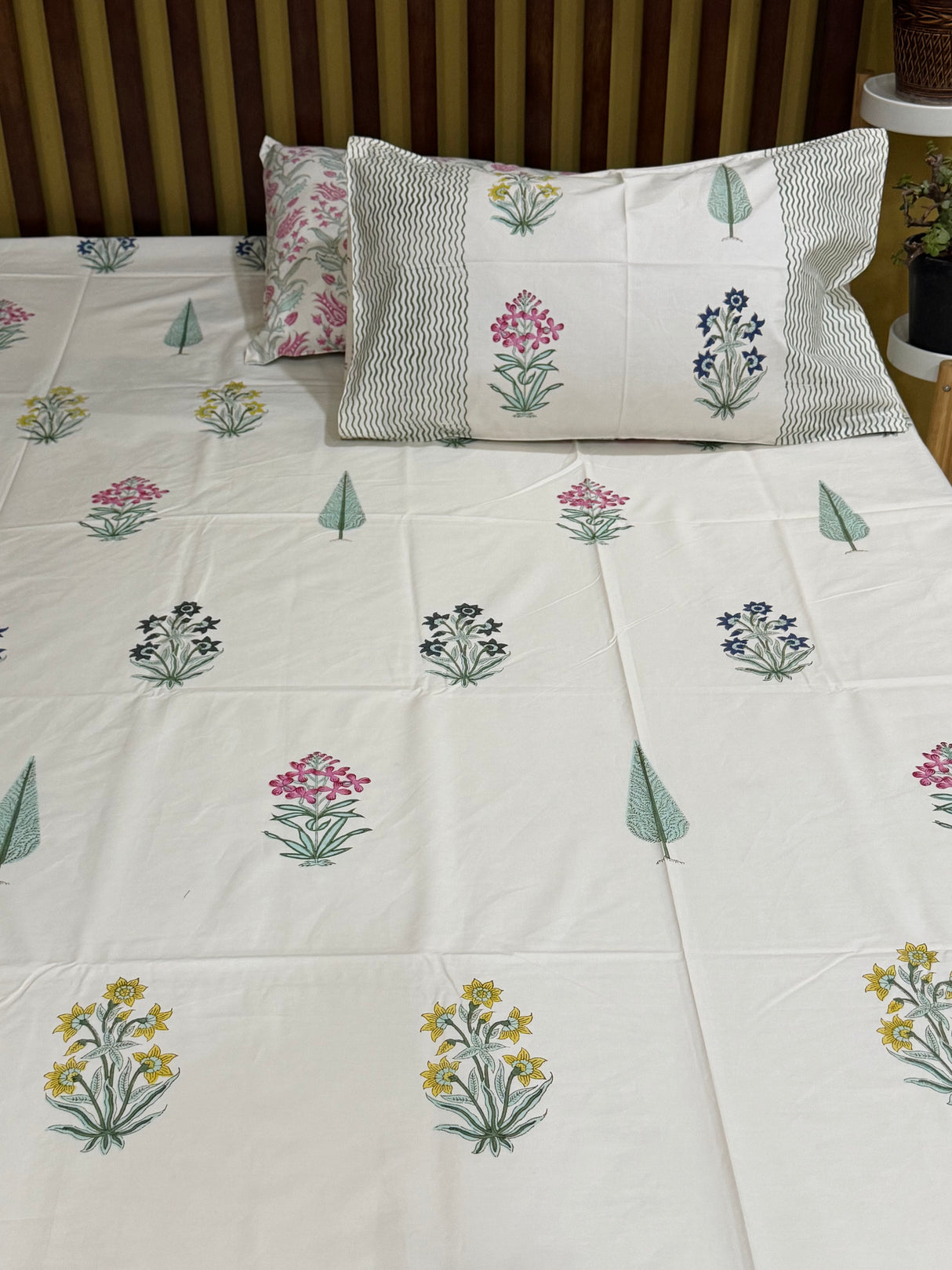 Blockprint Cotton Bedsheet- Light Brown Base Color