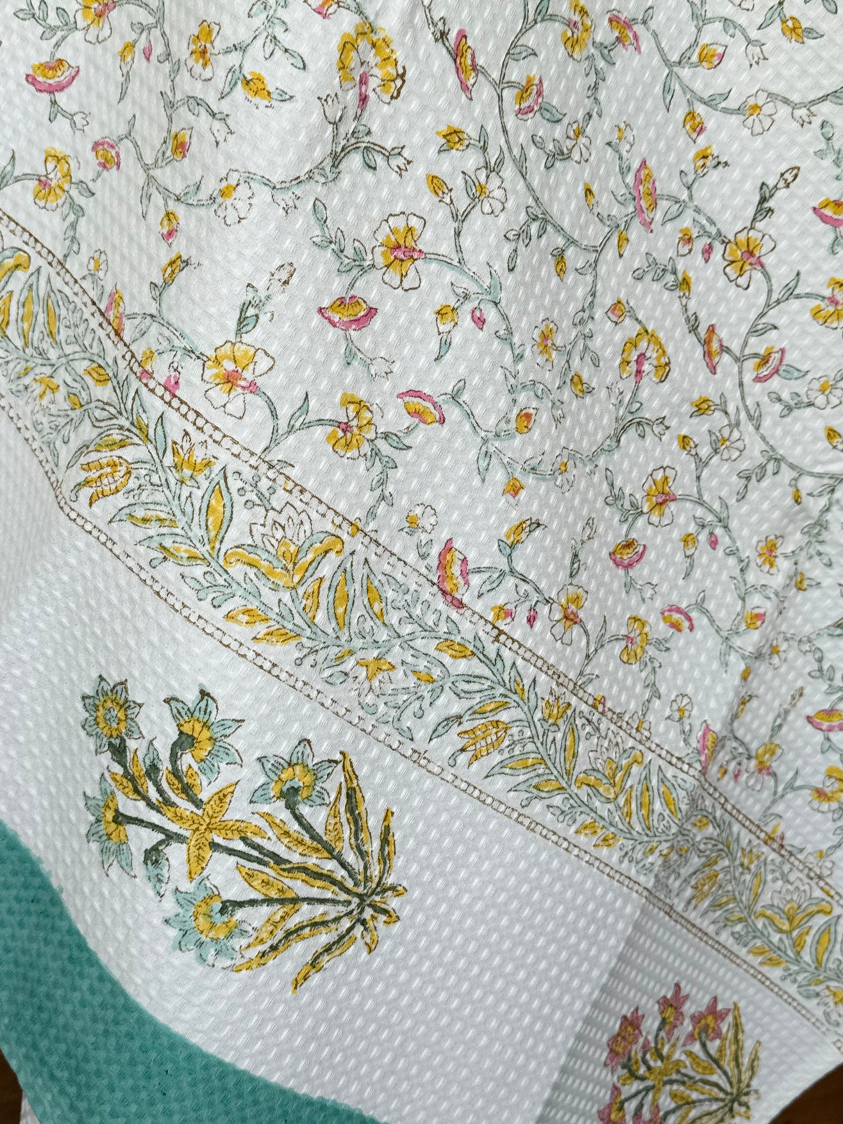 Luxurious Blockprint Cotton Towel- Waffle Weave