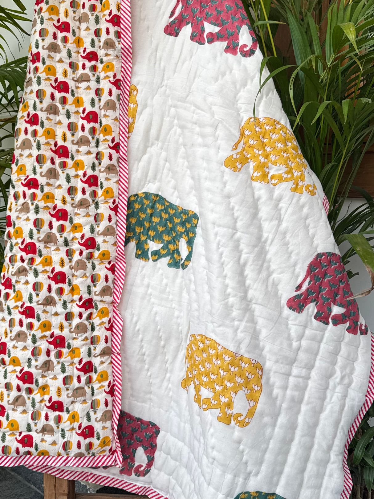 Elephant Blockprint Kids Quilt