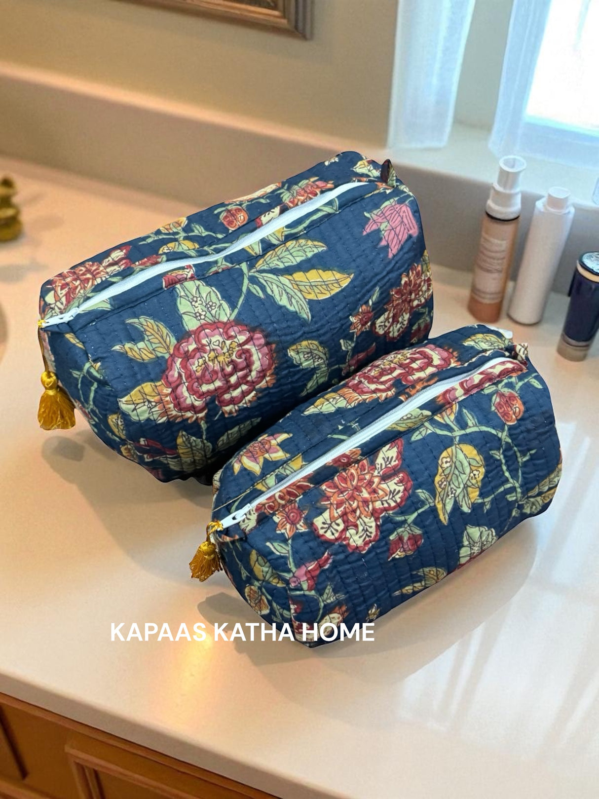 Fancy Blue Set of 2 Pouches (medium and small)